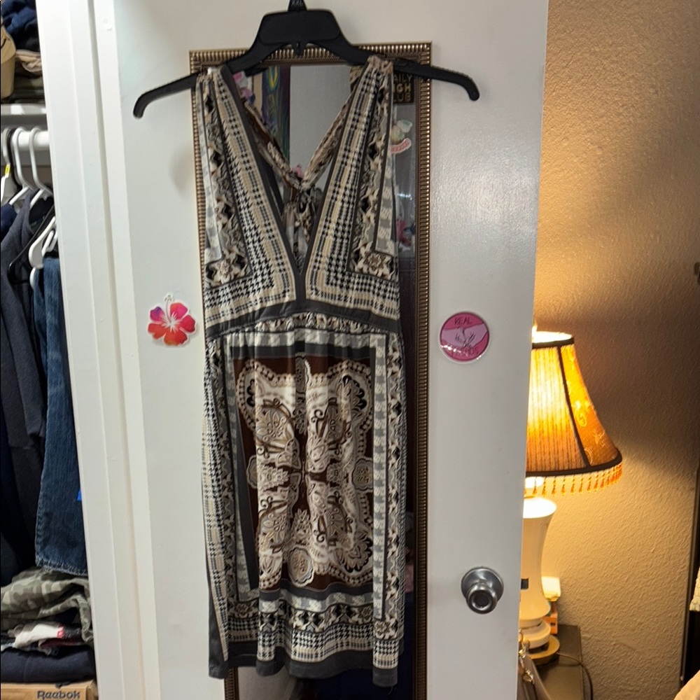 Bohemian Sleeveless Dress with Geometric Patterns